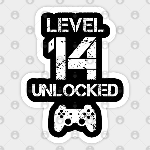 Level 14 Unlocked T-Shirt - 14th Birthday Gift Sticker by Ilyashop